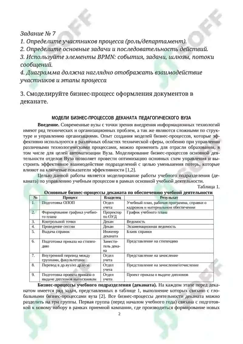 МОДЕЛИ БИЗНЕС-ПРОЦЕССОВ ДЕКАНАТА ПЕДАГОГИЧЕСКОГО ВУЗА 2