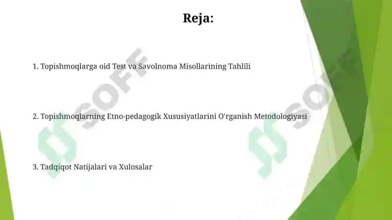 Topishmoqlarming etnopedagogik xususiyatlari bo'yicha test va blis so'rovnoma topshiriqlar 2