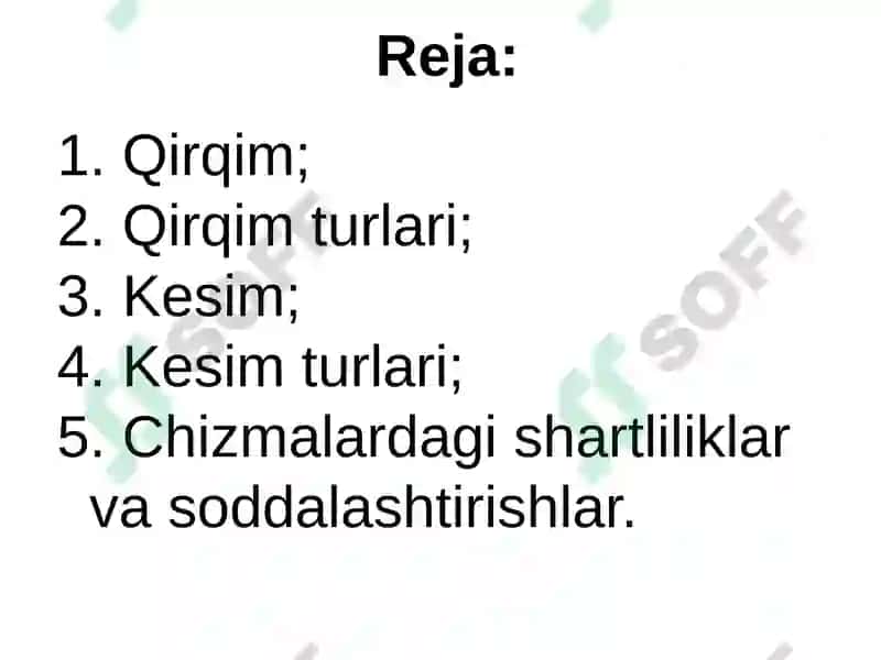 Qirqim va kesim. Og'ma kesim va uning haqiqiy kattaligini yasash 2