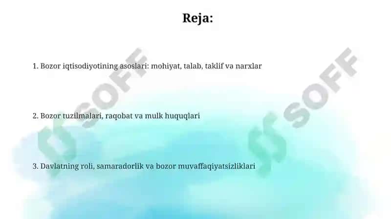 Bozor iqtisodiyotining mazmuni va amaliy qilishi 2