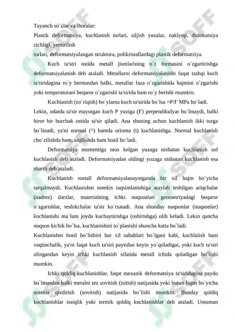 Metallarga deformatsiyalangan kuch 2