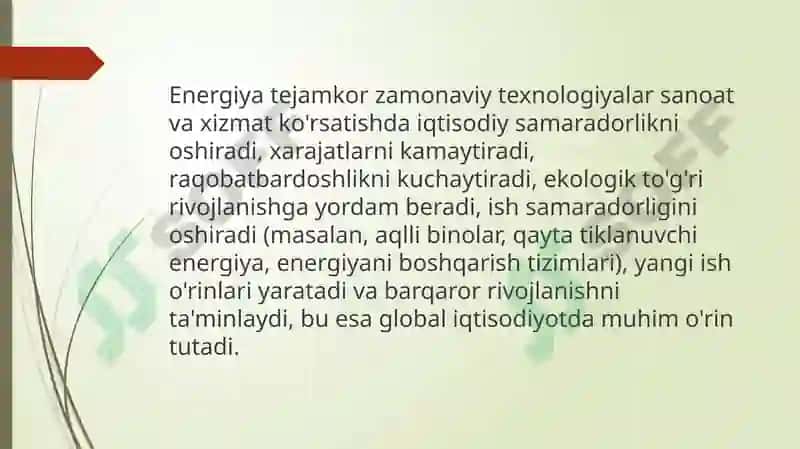 Energiya Tejamkor Zamonaviy Texnologiyalar 2