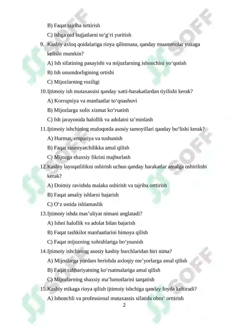 Ijtimoiy ishchining o‘zini tutish standartlari 2