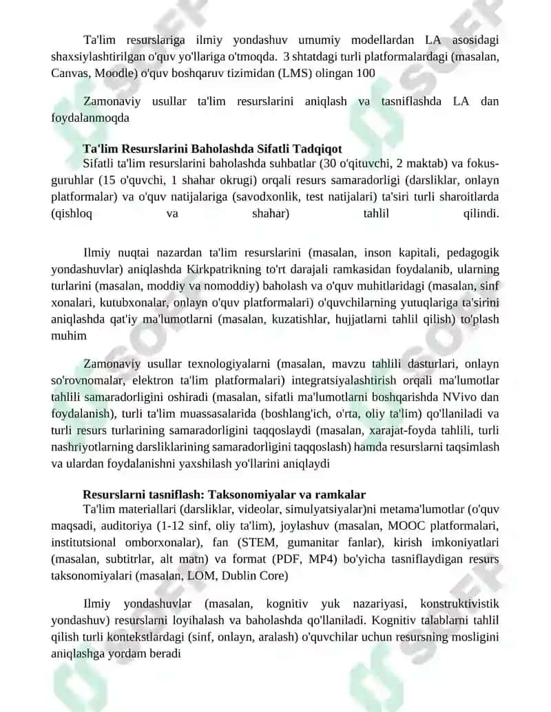 Ta'lim Resurslarini Ta'riflash: Ilmiy Yondashuv 2