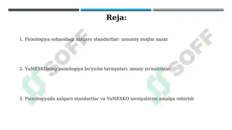 Psixologiya sohasida xalqaro standartlar va YUNESKO tavsiyalari 2