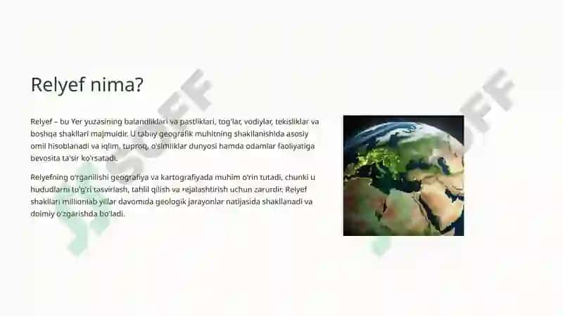 Relyef tushunchasi va uni kartada tasvirlash 2
