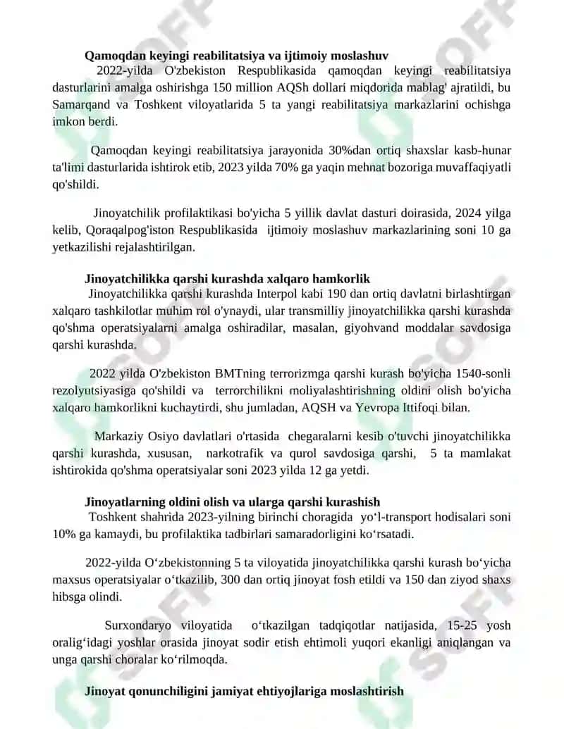 Jinoyat huquqiga oid siyosatni amalga oshirishning asosiy yonalishlari 2