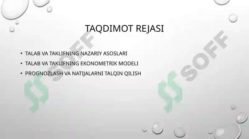 Talab va taklifning ekonometrik modeli 2