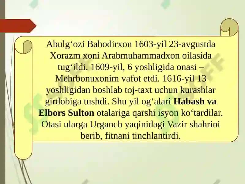 Abulg‘ozi Bahodirxon hayoti va ijodi 2
