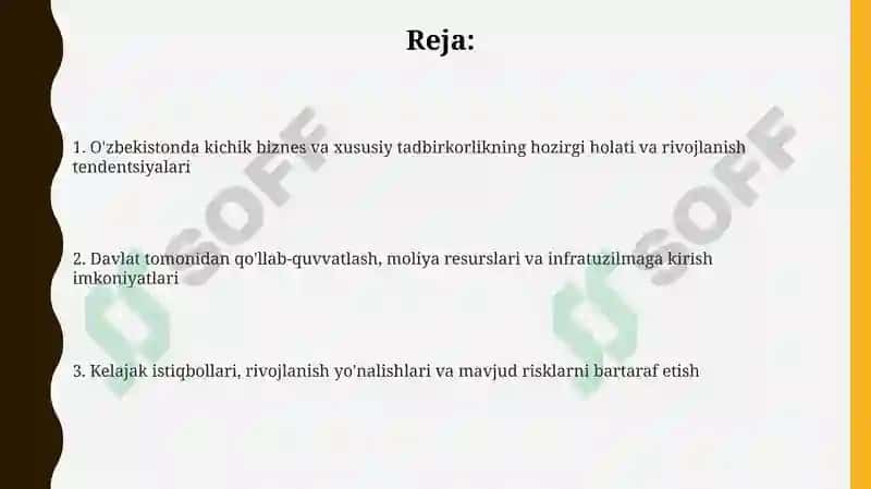 O'zbekistonda kichik biznes va xususiy tadbirkorlikni rivojlantirish istiqbollari 2