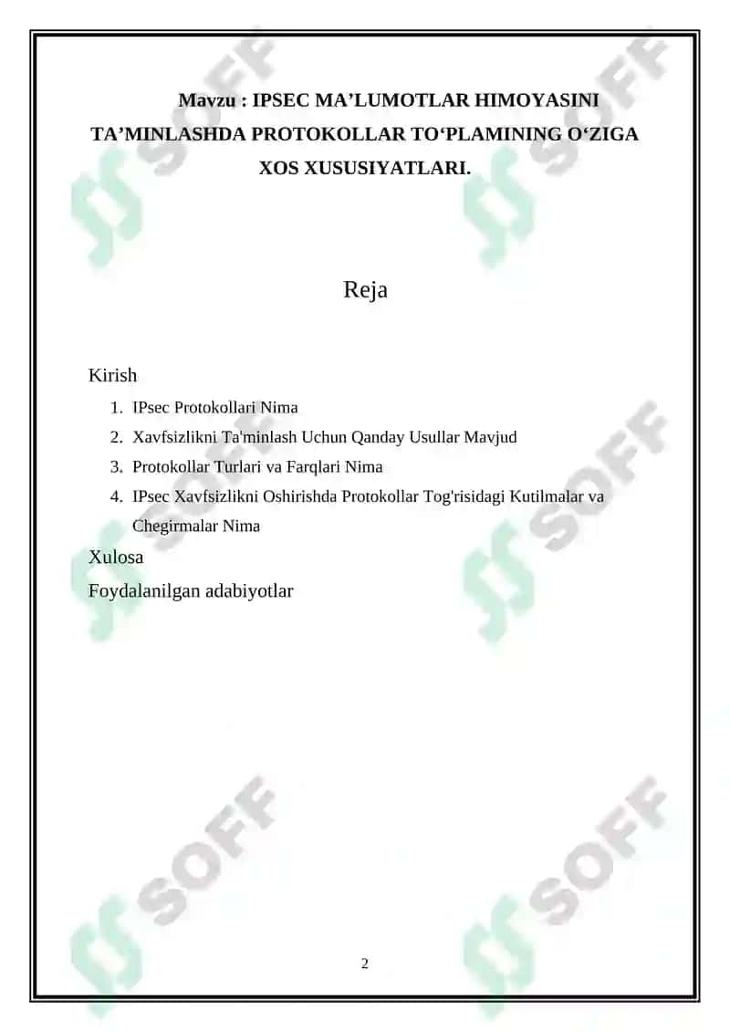 IPSEC MA’LUMOTLAR HIMOYASINI TA’MINLASHDA PROTOKOLLAR TO‘PLAMINING O‘ZIGA XOS XUSUSIYATLARI 2