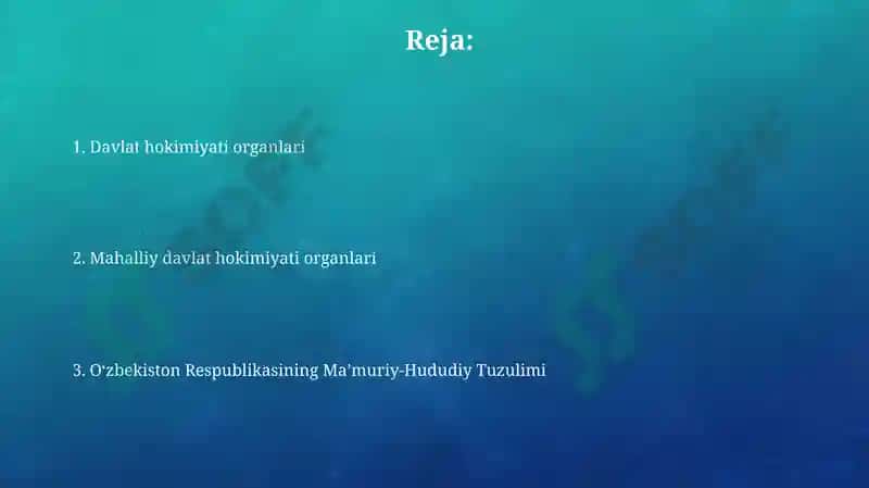 Oʻzbekiston Respublikasininig mamuriy hududiy va davlat tuzulishi 2