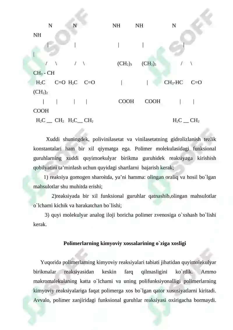 Polimerlarning kimyoviy xossalari 2
