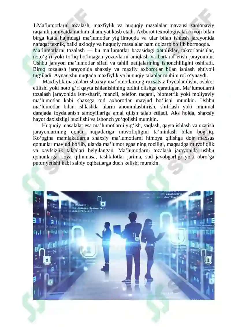 Ma’lumotlarni tozalash, maxfiylik va huquqiy masalalar 2