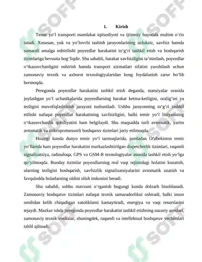 Peregonda poyezdlar harakatini tashkil qilish zamonaviy tizimlari 2