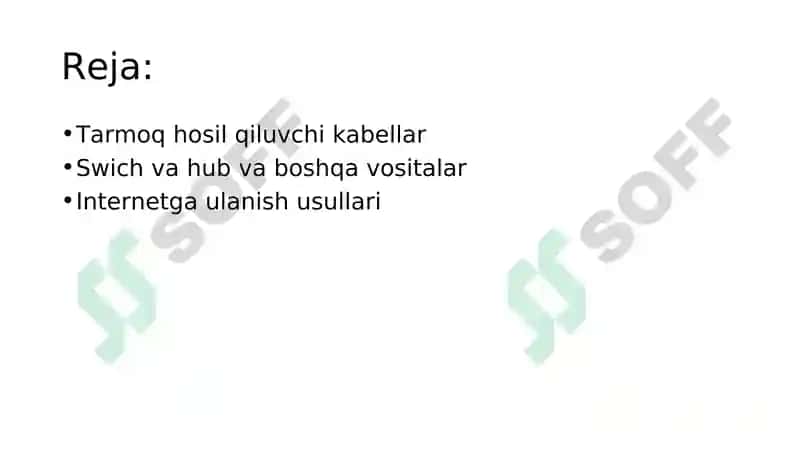 Kompyuter tarmoqlari fanida qo’llaniladigan texnik vositalar haqida tushunchalar 2