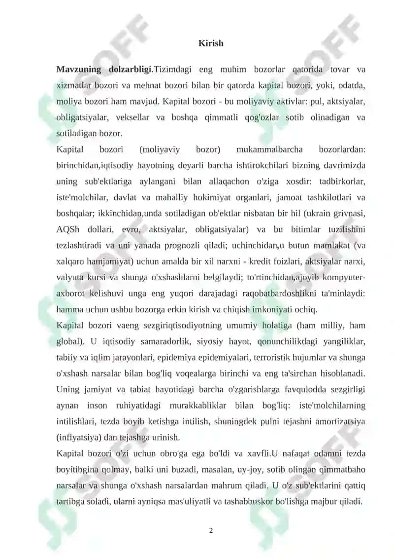 XALQARO MOLIYA BOZORI VA UNING SEGMENTATSIYASI 2
