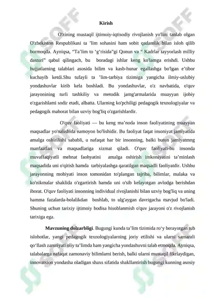 Talabalarga yangi pedagogik texnologiyalardan foydalanish usullarini singdirishning metodik asoslari 2
