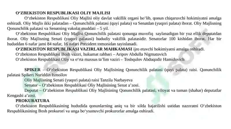 O‘ZBEKISTON RESPUBLIKASI KONSTITUTSIYASI 2
