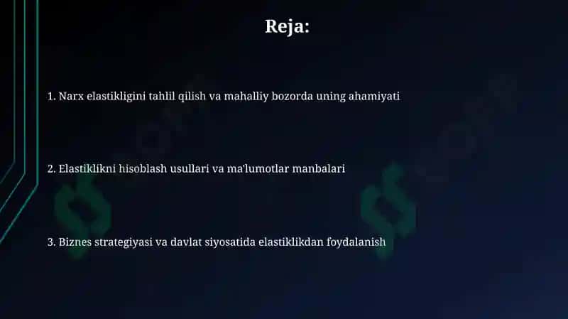 Narx elastikligi va biznes strategiyasi 2
