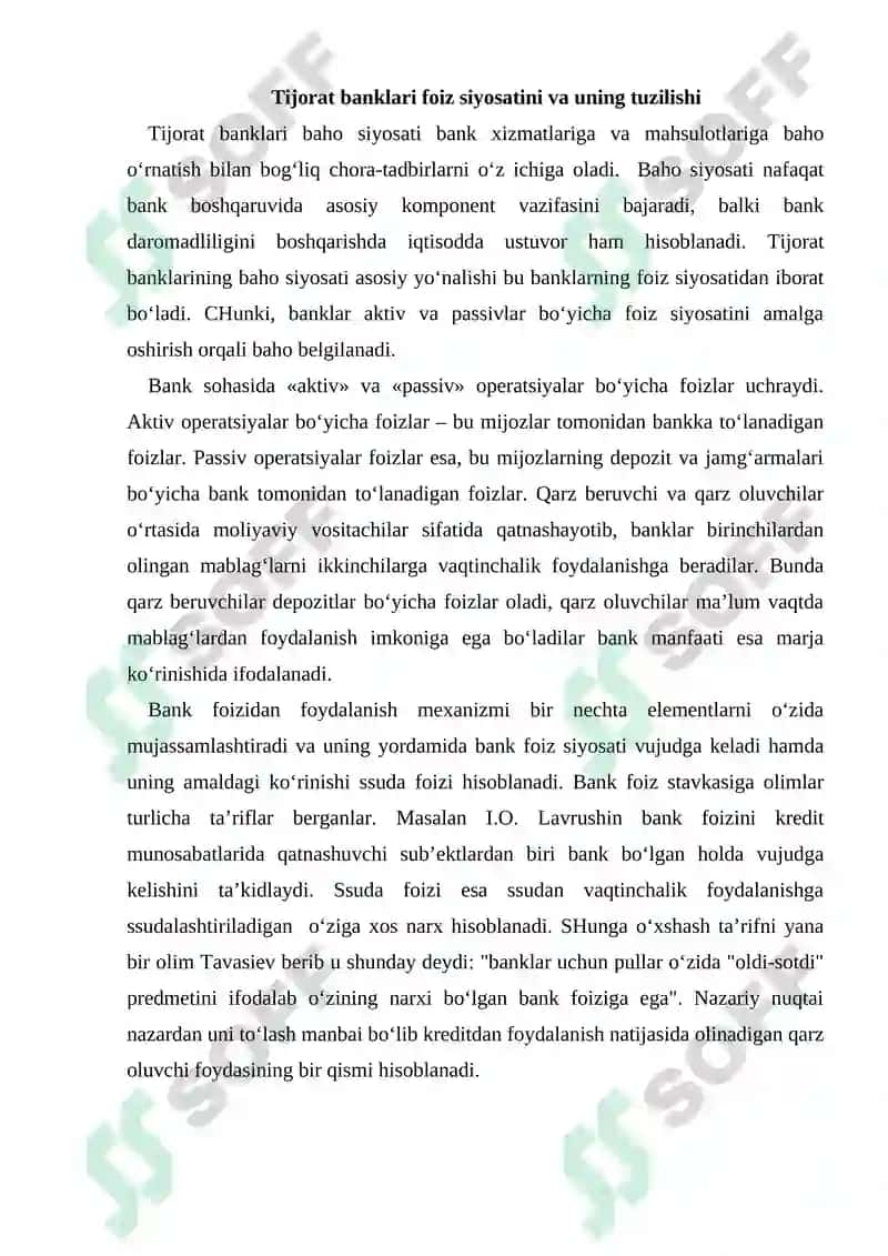 Tijorat banklarining foiz siyosati 2