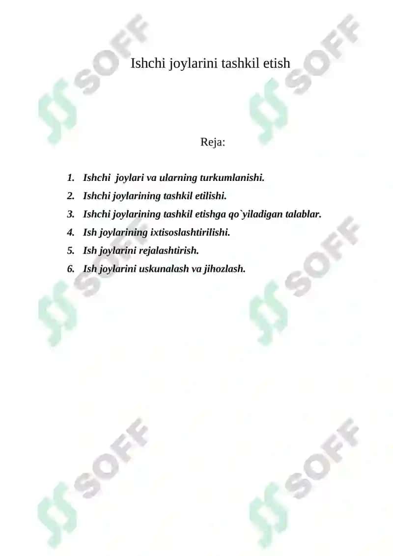Ishchi jоylarini tashkil QILISH 2