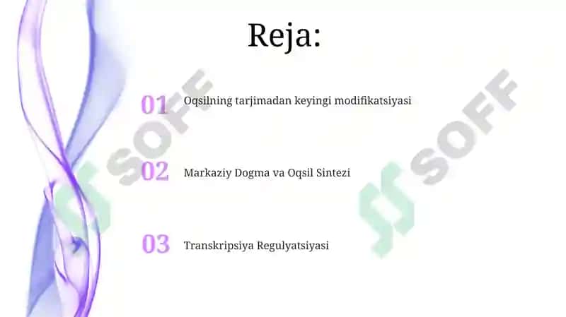 Oqsil biosintezi va uning genetik darajadagi regulyatsiyasi 2