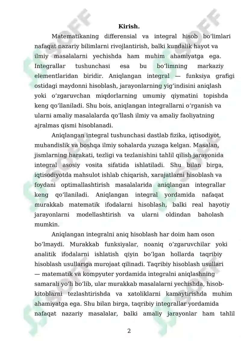 Aniqlangan integrallarni taqribiy hisoblash 2