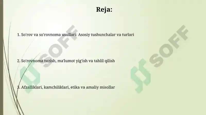 Miqdoriy tadqiqotlar: soʻrovnomalar va anketalashtirish usullari 2