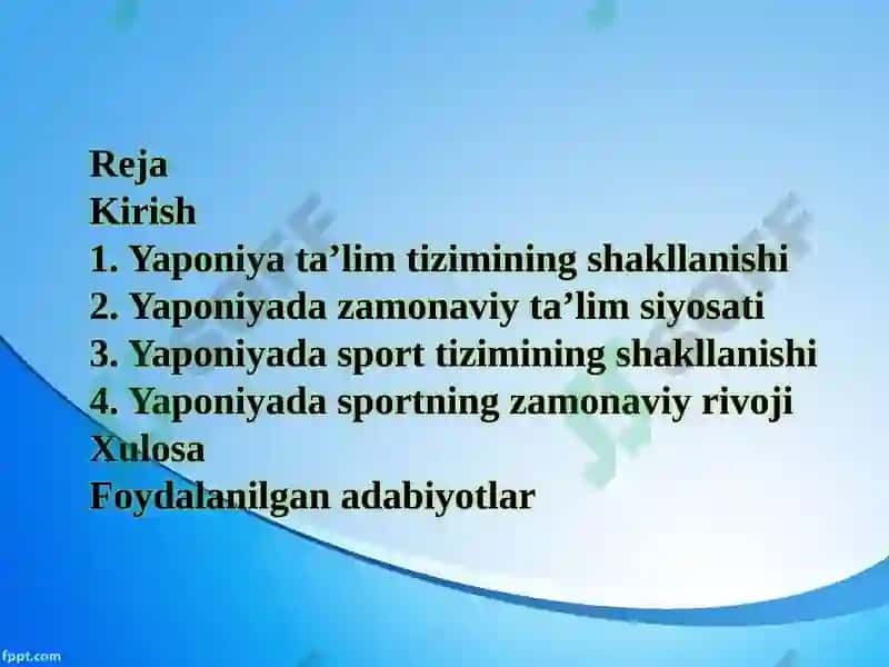 YAPONIYA DAVLATIDA TA’LIMNI RIVOJLANISHI VA YAPANOYIDA SPORTNI RIVOJLANISHI 2