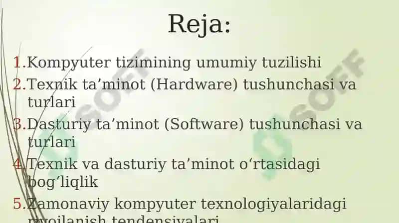 Kompyuterning texnik va dasturiy ta’minoti 2