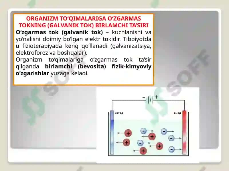Organizm to‘qimalariga o‘zgarmas tokning birlamchi ta’siri 2