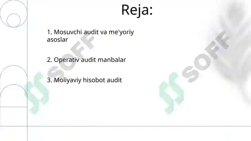 Mosuvchi audit va me'yoriy asoslar 2