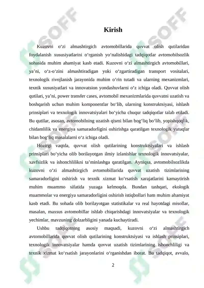KUZOVNI OʻZI ALMASHTIRGICH AVTOMOBILLARIDA QUVVAT OLISH QUTILARIDAN FOYDALANISH XUSUSIYATLARI 2