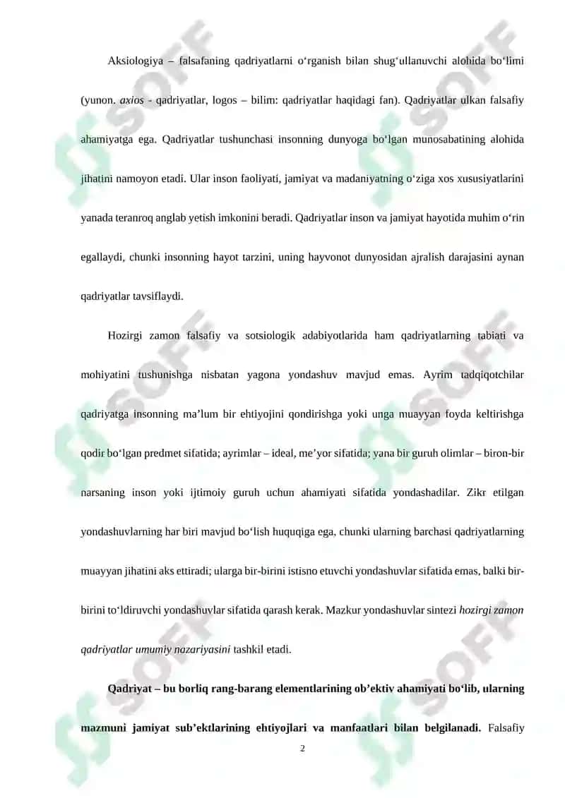 Qadriyatlar falsafasi (Aksiologiya) 2
