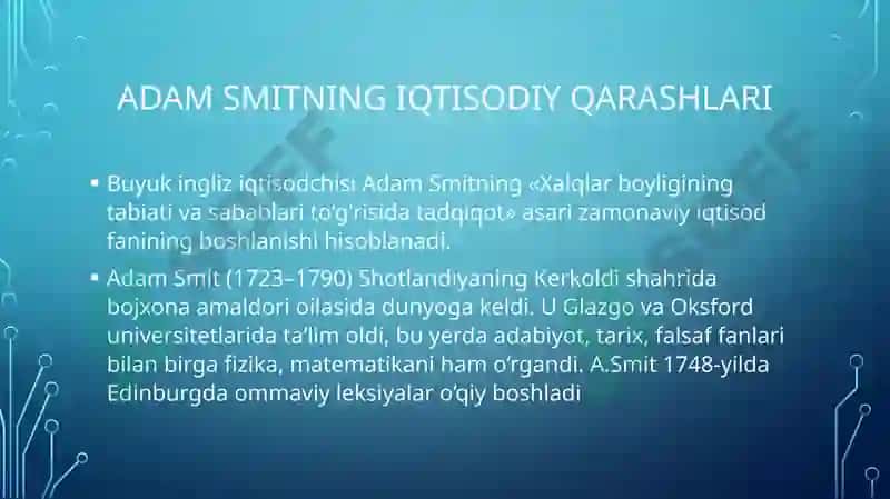 Klassik iqtisodiy maktabning rivojlantirish 2