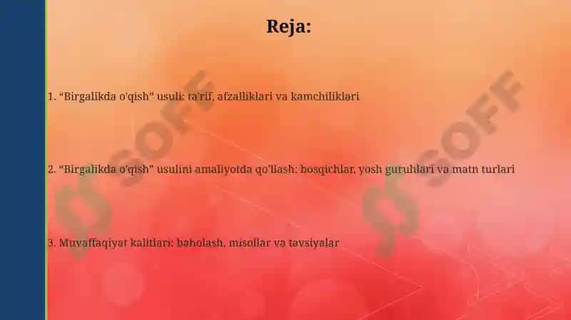 "Birgalikda oʻqiymiz metodidan foydalanish" 2