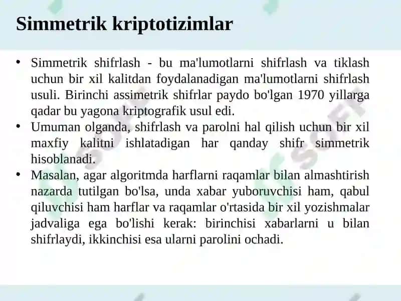 Симметрик шифрлар 2