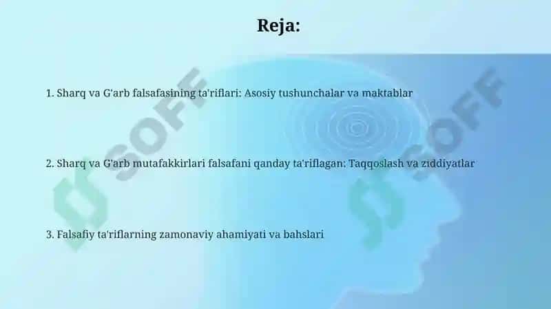 Falsafaning ta'riflari: Sharq va G'arb 2