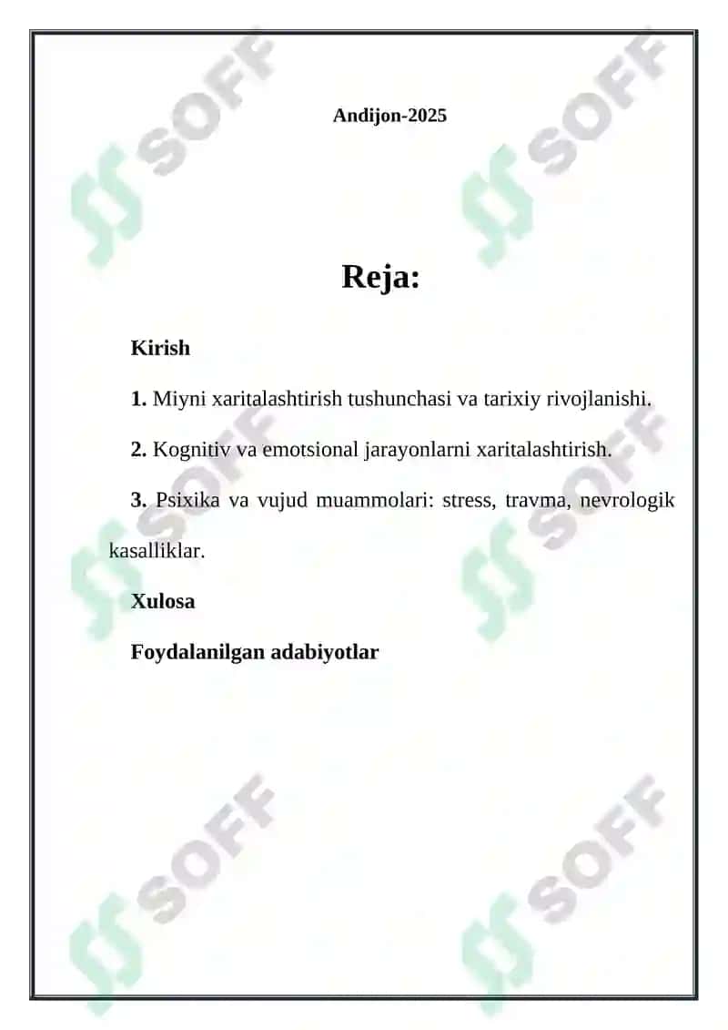 Miyani xaritalashtirish. Psixika va vujud muammosi 2