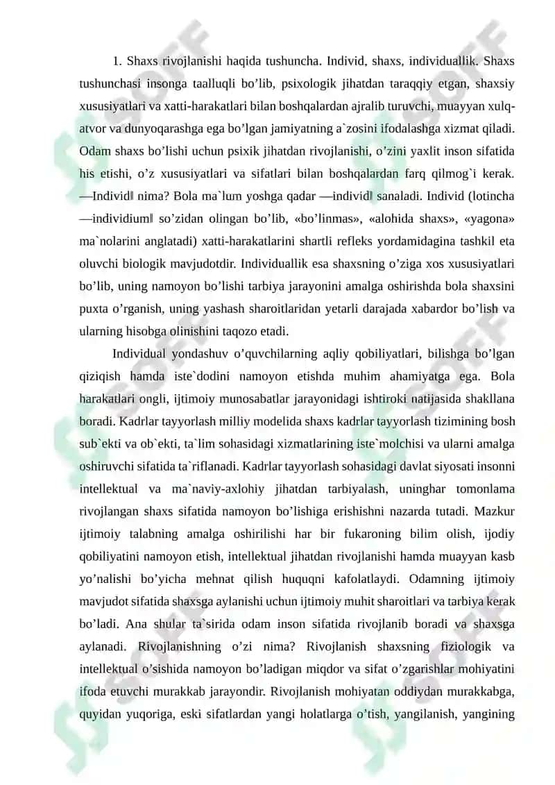 Shaxs rivojlanishi, tarbiyasi va ijtimoiylashuvi 2