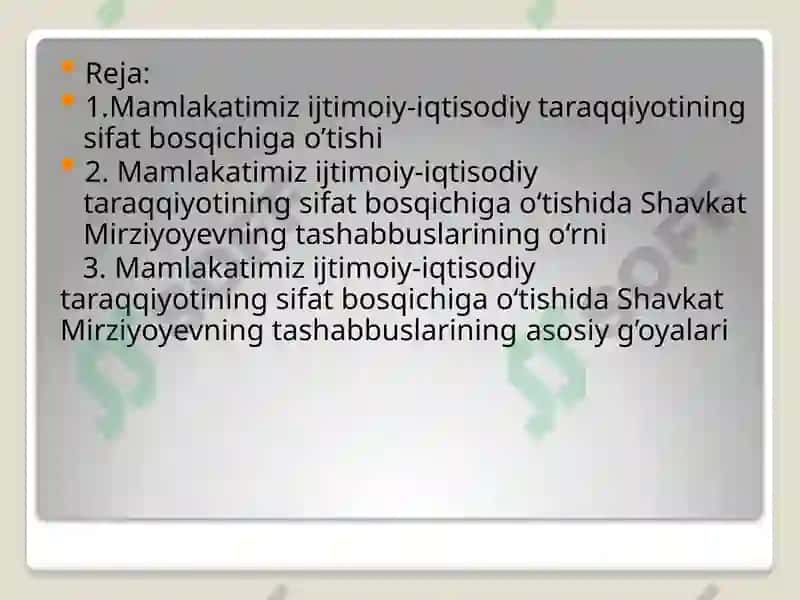 Shavkat Mirziyoyevning Tashabbuslari 2