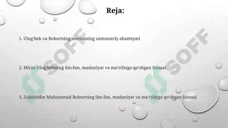 Mirzo Ulug'bek va Zahiriddin Muhammad Boburning fan madaniyati va ma'rifat xizmatlari 2