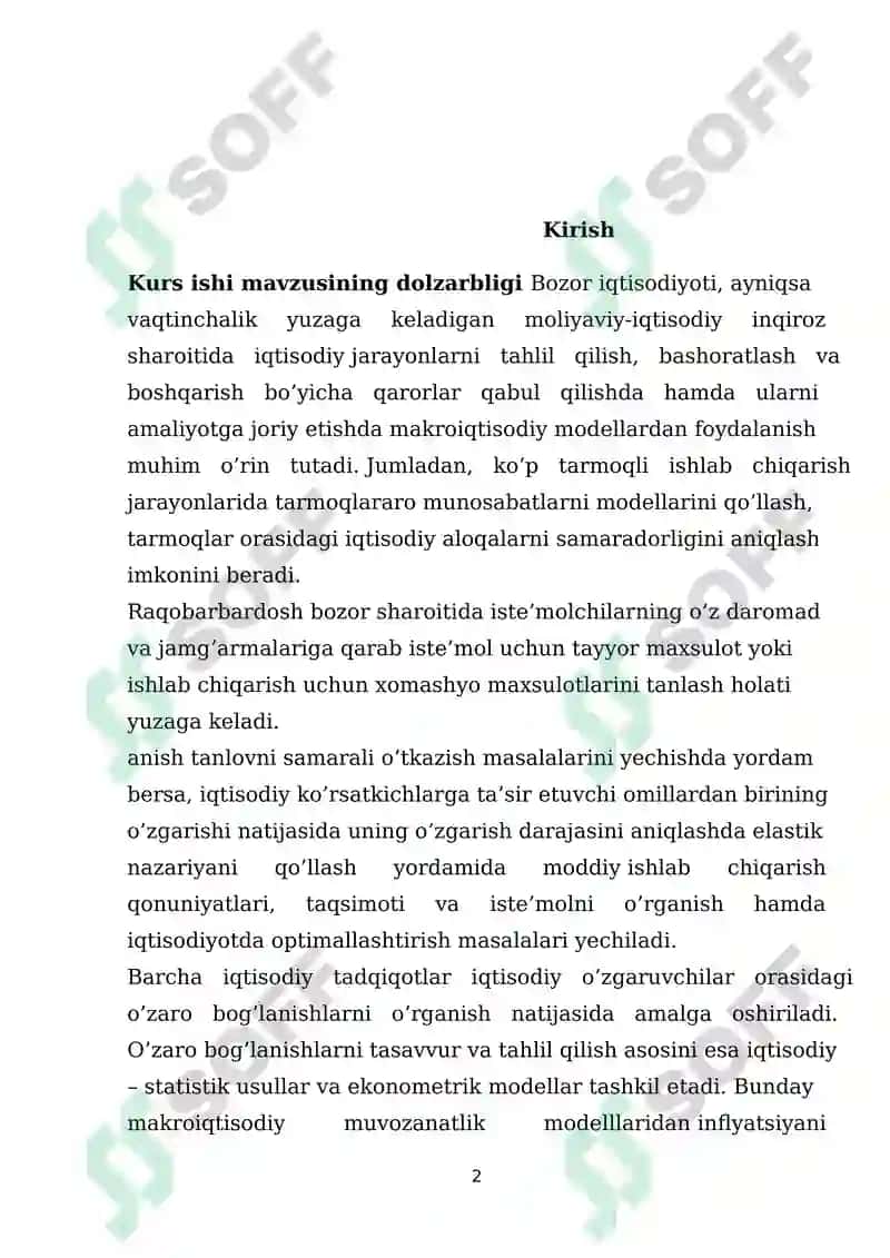 Asosiy makroiqtisodiy modellarning qiyosiy tahlili 2