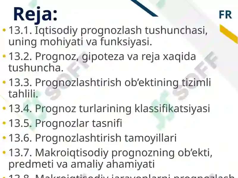 MAKROIQTISODIY PROGNOZLASHNING MOHIYATI, PREDMETI VA OBYEKTI 2