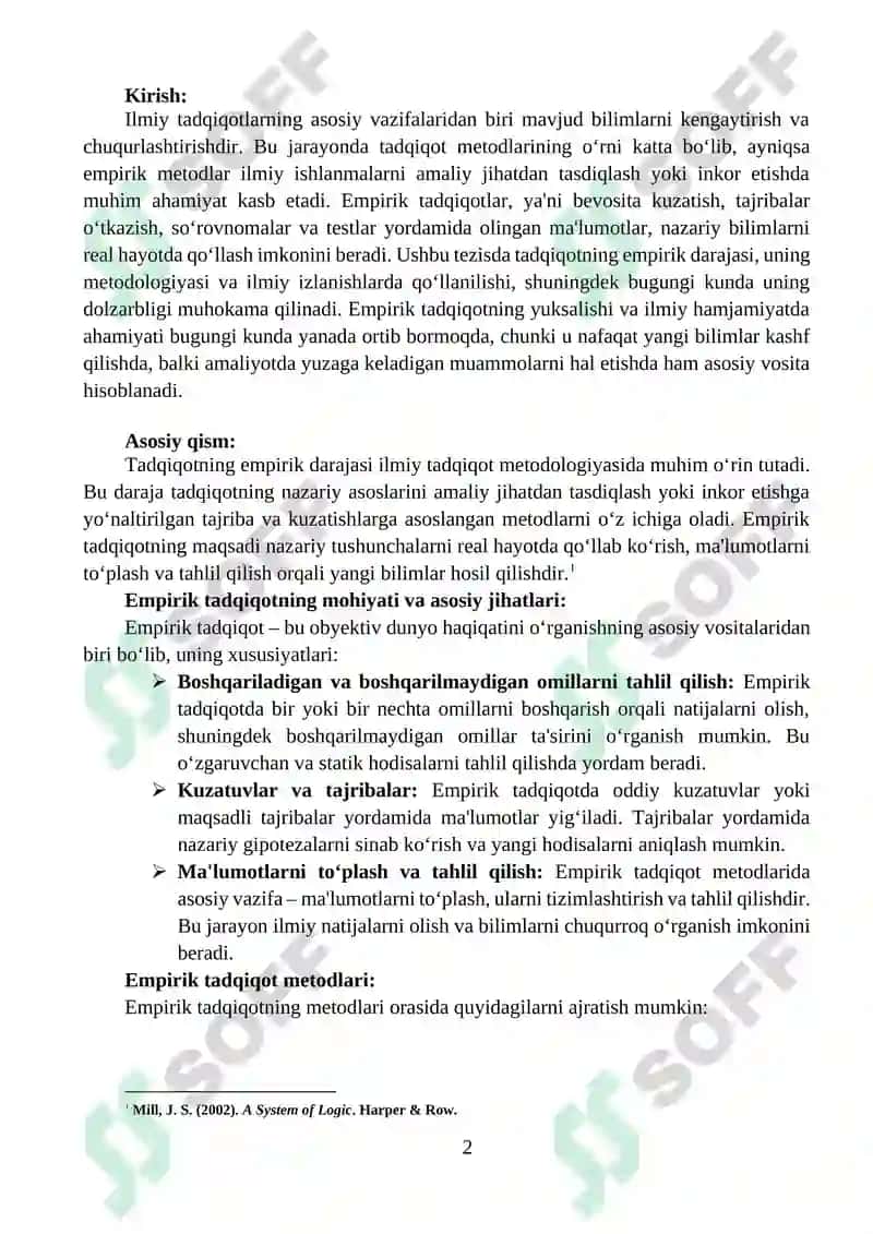 TADQIQOTNING EMPIRIK DARAJASI 2