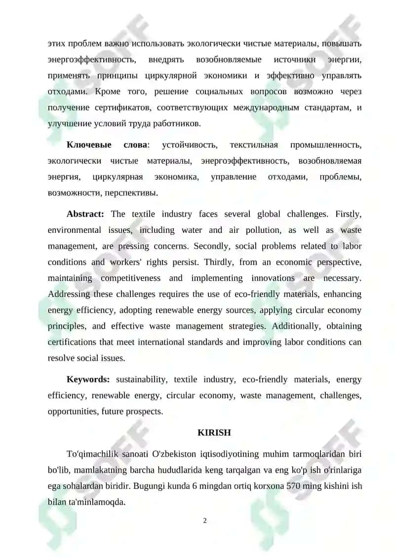 TO’QIMACHILIK SANOATIDAGI GLOBAL MUAMMOLAR VA ULARNING YECHIMLARI 2