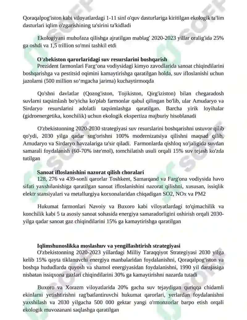 Barqaror Qishloq xo'jaligi va Yerlardan foydalanish amaliyoti 2