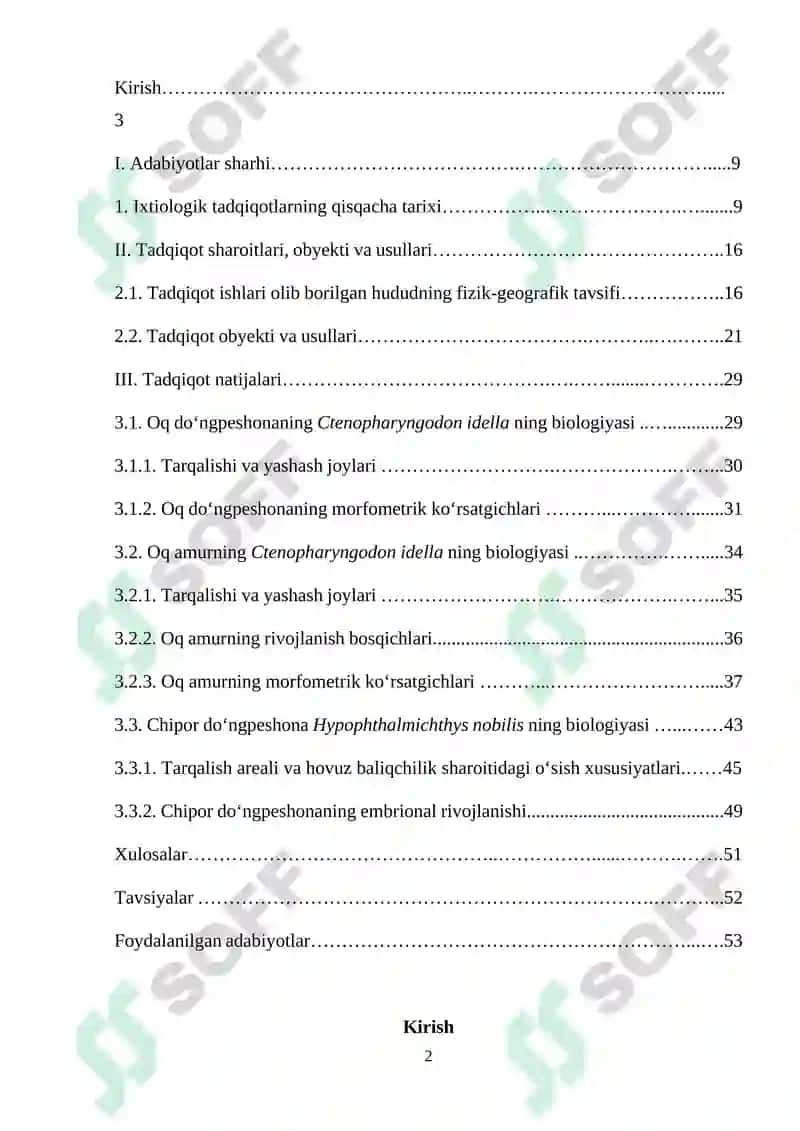 KATTAQO‘RG‘ON SUV OMBORIDA YETISHTIRILADIGAN PELAGOFIL BALIQLARNING BIOEKOLOGIYASI 2