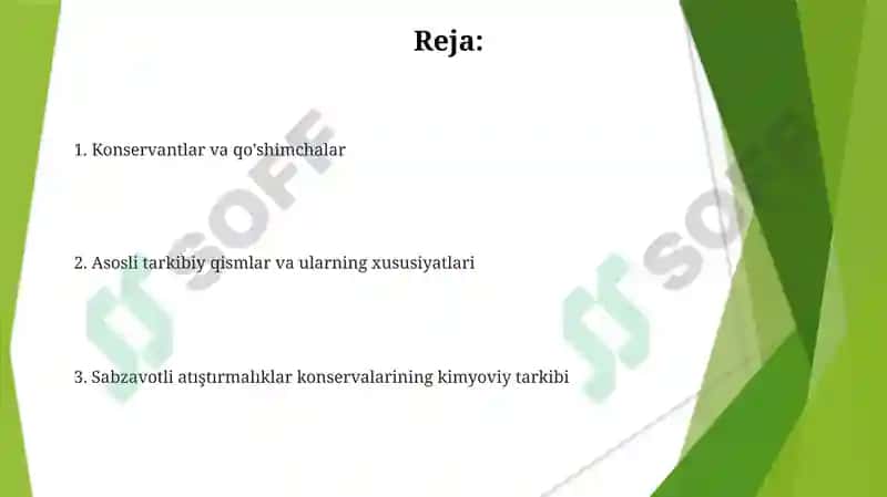 Sabzavot gazak konservalarining kimyoviy tarkibi 2